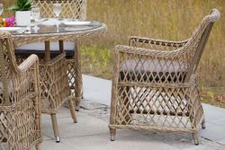 "Эспрессо" плетеный круглый стол, диаметр 118 см, цвет соломенный