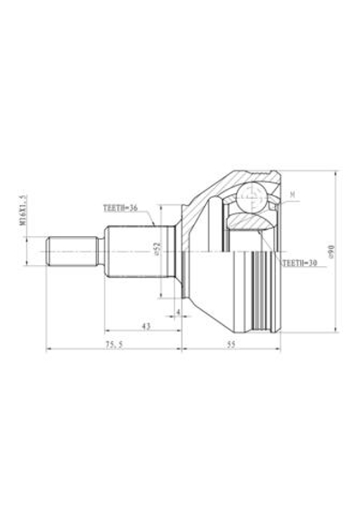 ШРУС наружный 30x52x36 VW Polo Sedan (AT), Fox, SKODA Rapid (АT), Fabia ( GANZ GIK04062