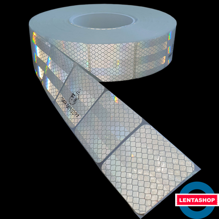 Белая сегментированная светоотражающая лента 104R для контурной маркировки 50 мм х 10 м