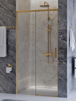 Душевая дверь CEZARES PLANE-BF-1-100-C-BORO, 100х195, профиль брашированное золото, стекло прозрачное