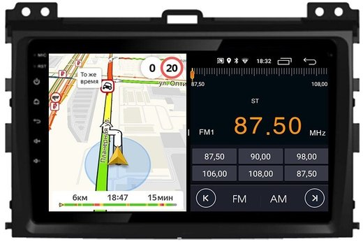 Магнитола для Toyota Land Cruiser Prado 120, Lexus GX470 (экран климата внизу) - Parafar PF456FHD на Android 13, 8-ядер, 2Гб+32Гб, CarPlay, 4G SIM-слот
