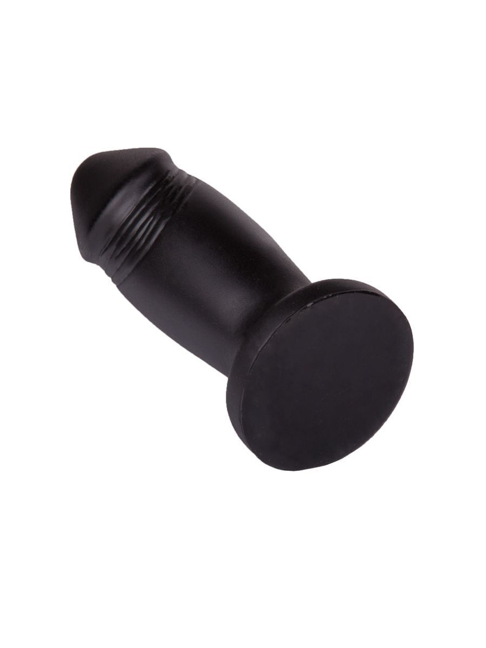 Чёрный анальный плаг фаллической формы - 13,7 см. (Цвет: черный)