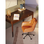 Стул на колесиках Allar, экокожа, рогожка, коричневый