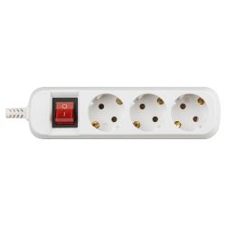 Колодка ЭРА KX-3es 3 розетки с заземлением с выключателем белая | Колодки