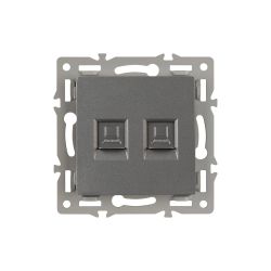 Механизм компьютерной розетки двойной SCT-MPC2-PL-GR (RJ-45, CAT6) (Arlight, -) 045338