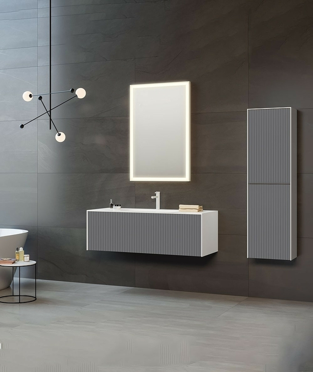 Тумба с раковиной Orka Cube 80 3000371 подвесная Антрацит матовый Белая