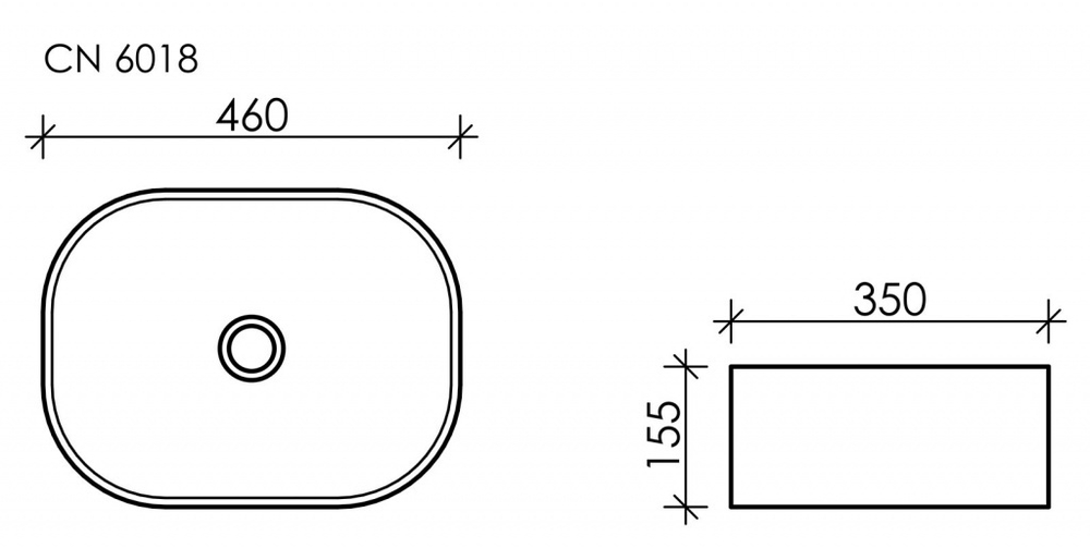 Умывальник чаша накладная овальная Element 460x350x155мм