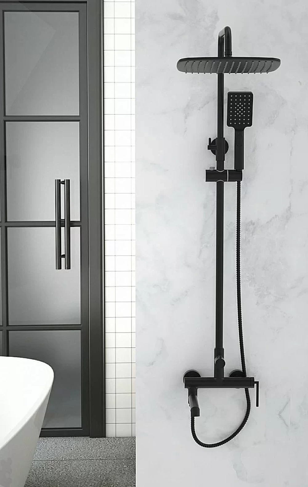 Душевая система BelBagno ACQUA VSCM-NERO черная матовая