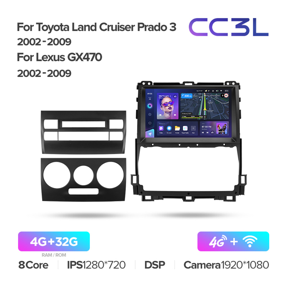 Teyes CC3L 9"для Toyota Land Cruiser Prado 3, Lexus GX 470 2002-2009