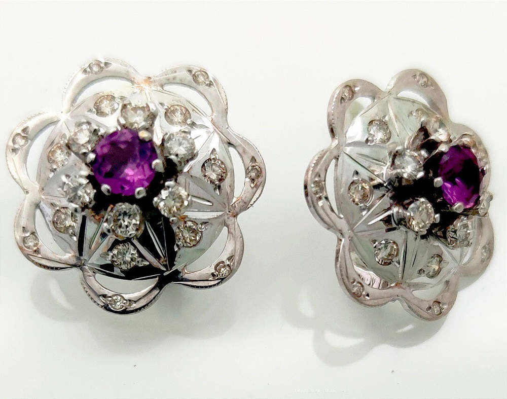 Серьги Эстерелла золото 585, бриллианты, александриты в.