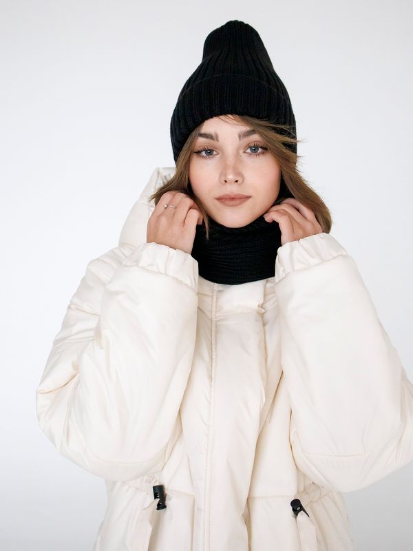 Пуховик зимний женский молочный - фото 5