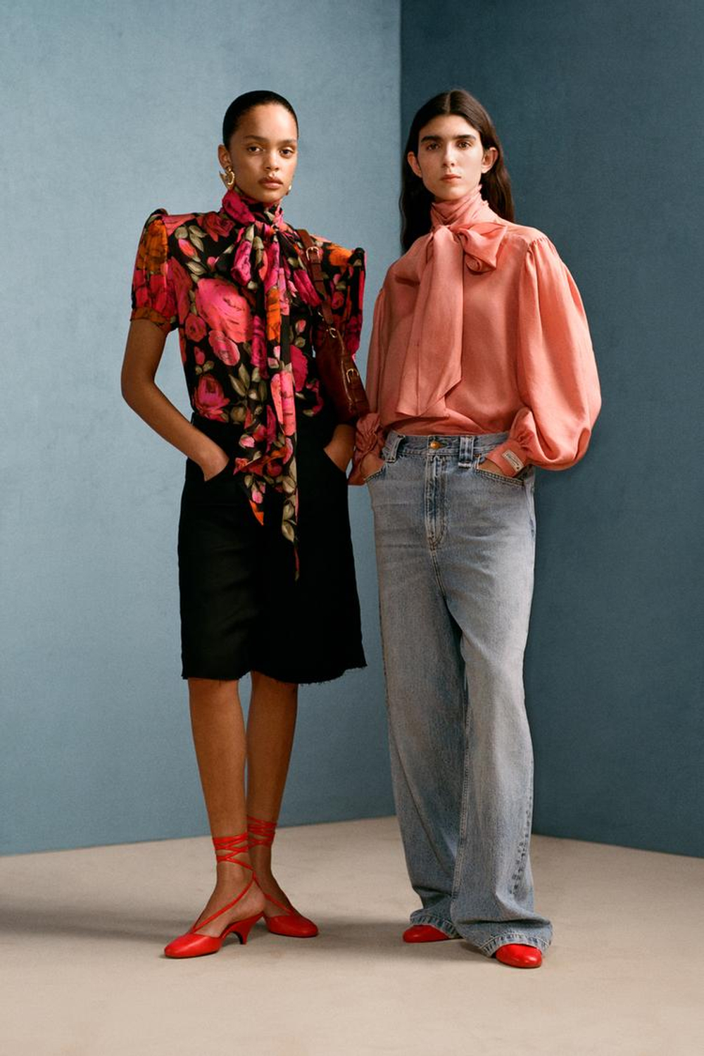 ZARA X WILLY CHAVARRIA БЛУЗА С БАНТОМ, РОЗОВЫЙ