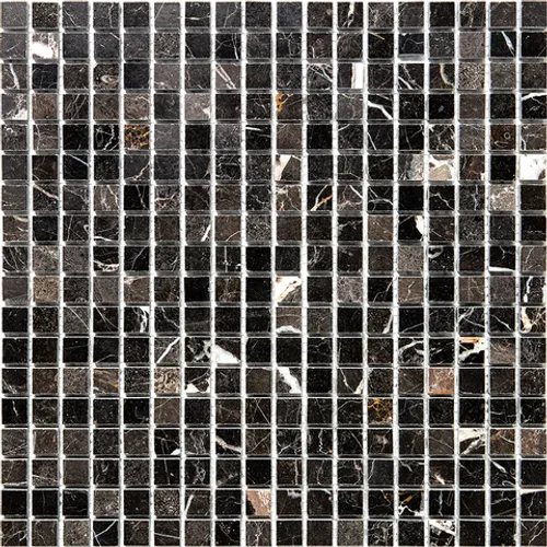 7M076-15P Мозаика из мрамора Natural Adriatica черный темный квадрат глянцевый