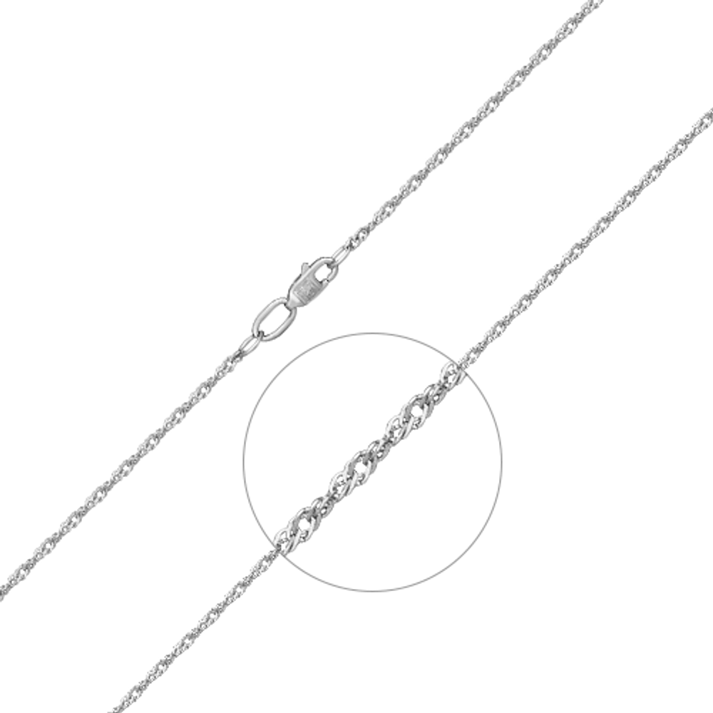 Цепь из белого золота с алмазной гранью (плетение «Сингапур»)