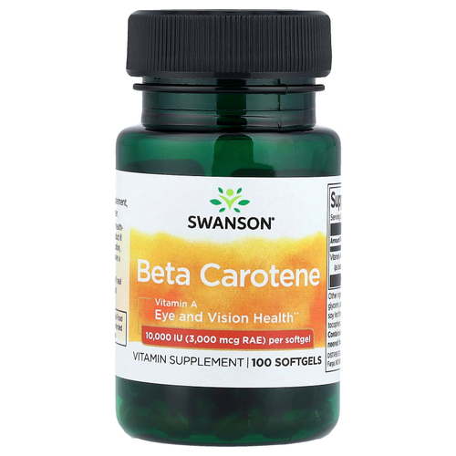 Swanson Vitamins, Бета-каротин, 10 000 МЕ (3000 мкг RAE), 100 мягких таблеток
