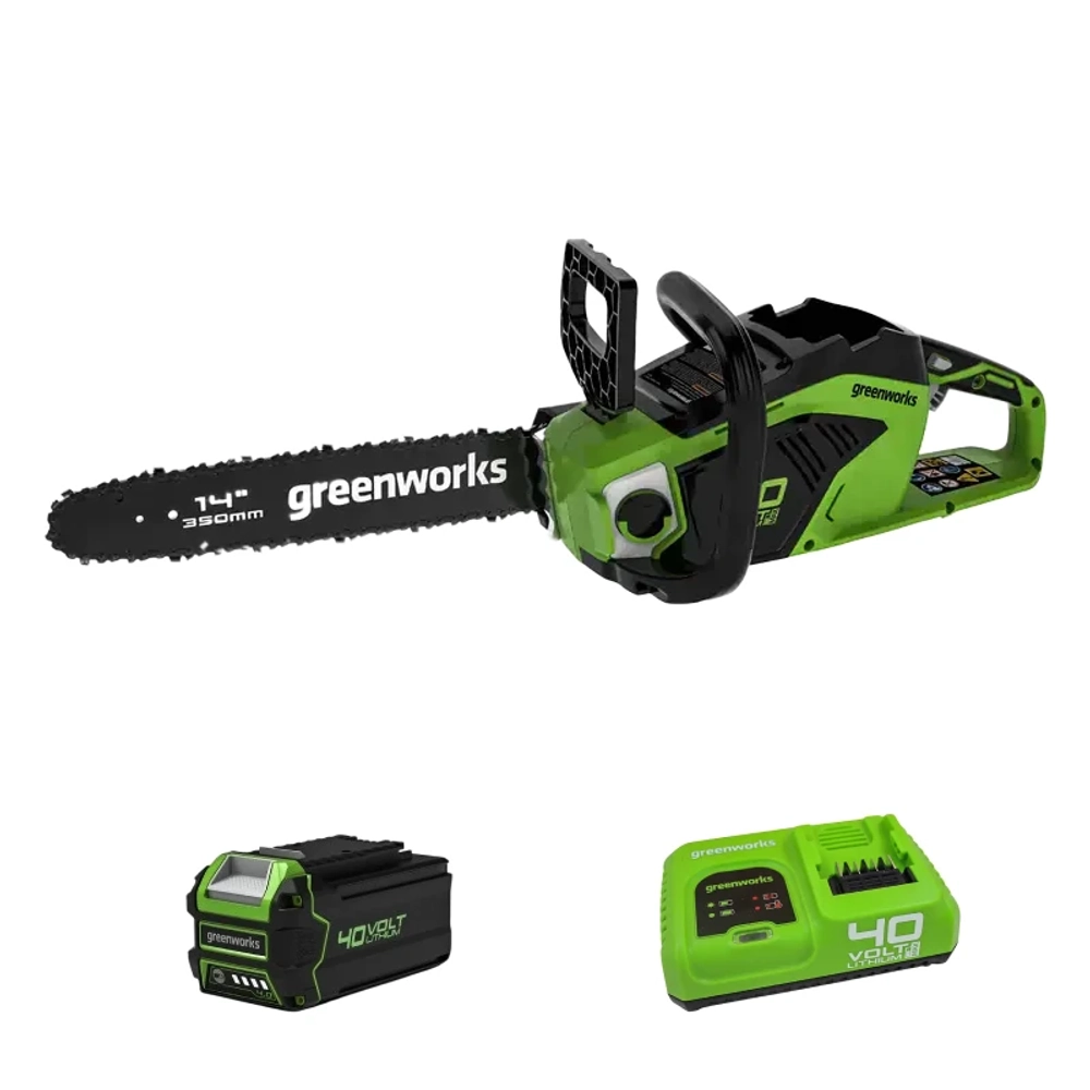 Аккумуляторная цепная пила Greenworks GD40CS15K4 (1 x 4 Ач, Быстрое ЗУ) 2005707U4F