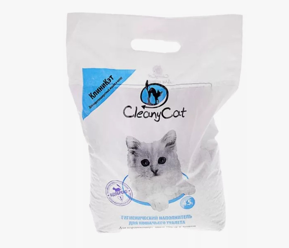 Наполнитель минеральный впитывающий  д/короткошерстных кошек "CleanyCat", 4,5 л