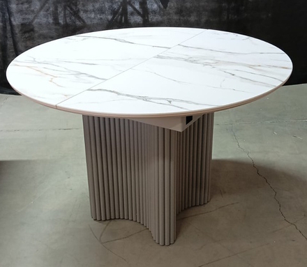 Стол М-City DISAUR Адажио 115 Круглый Мрамор (Gilt White), керамика, Латте каркас