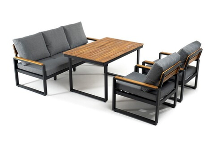 Диванная группа Joygarden ТОПА M с обеденным столом, темный графит