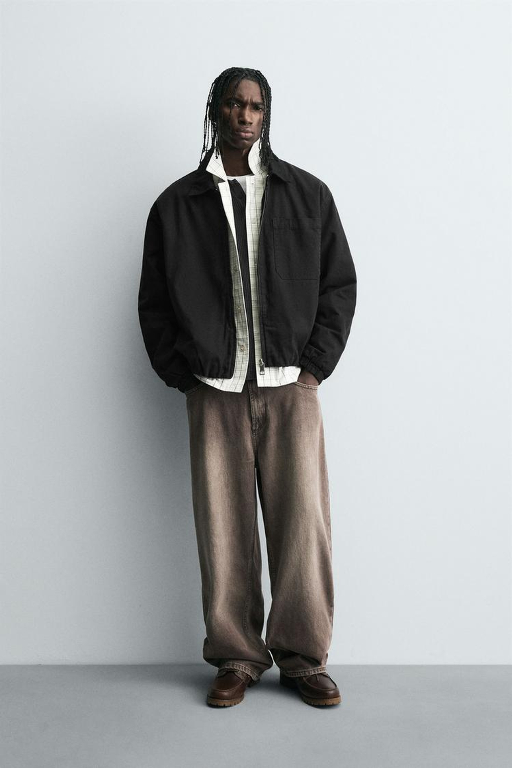 ZARA КУРТКА СВОБОДНОГО КРОЯ НА МОЛНИИ, ЧЕРНЫЙ