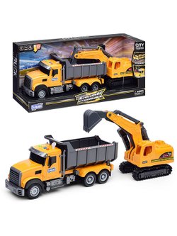 Игрушка Машина Самосвал с гусеничным экскаватором (S977-39)