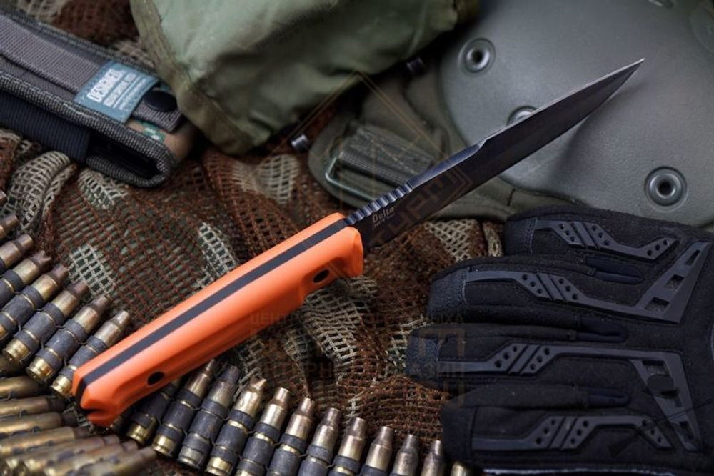 Нож Kizlyar Supreme Delta AUS-8 кратон, Orange/Black