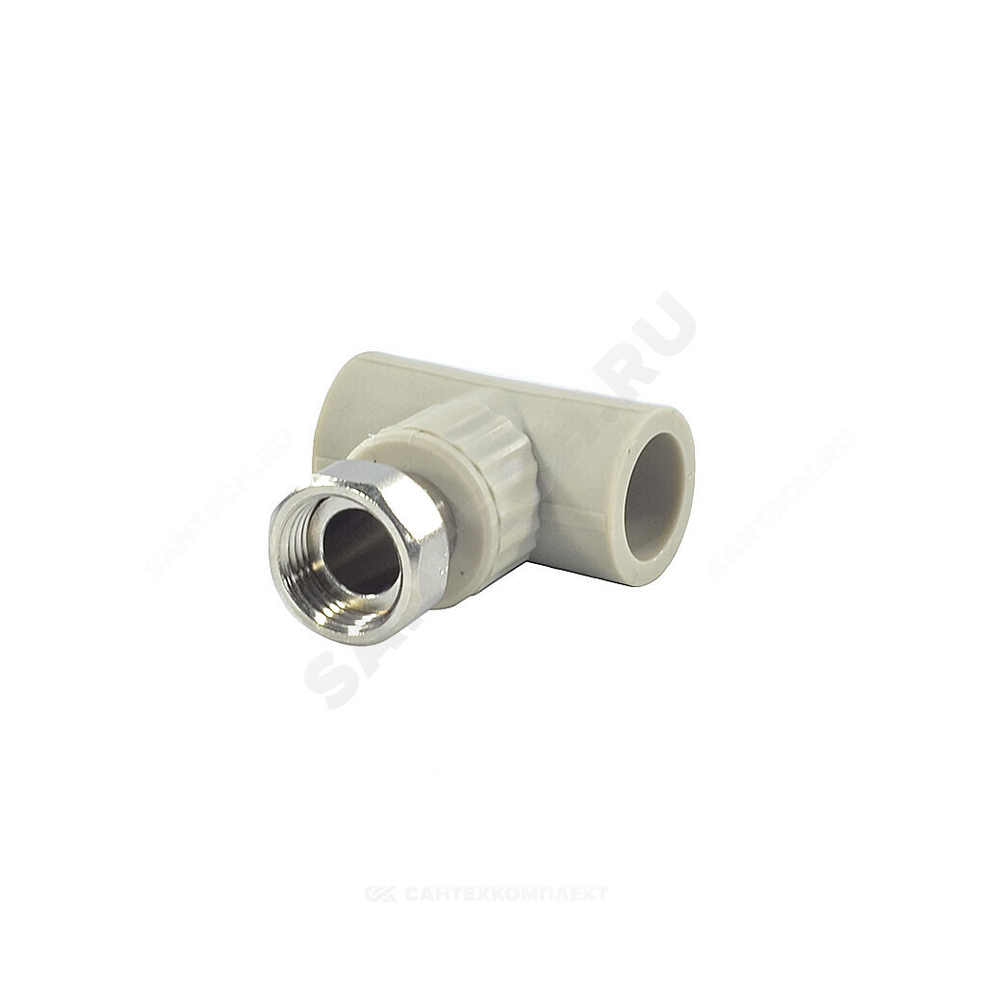 Тройник PP-R комбинированный серый Дн 25х1" с накидной гайкой VALFEX 10140125Г