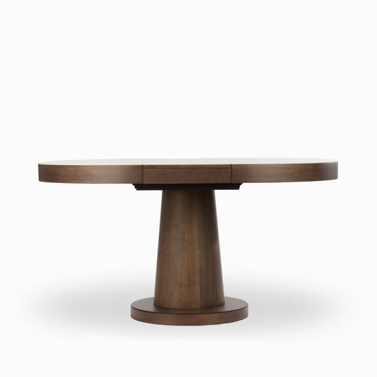 Обеденный стол круглый раздвижной Luton 110/150 дуб патина / белый матовый