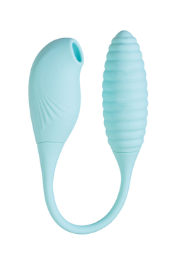 Вакуумно-волновой стимулятор и яйцо-пульсатор JOS Roow, силикон, голубой, 36 см