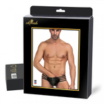 Кожаные мужские стринги Ohyeah Zipper Black, на молнии со стрепами, S