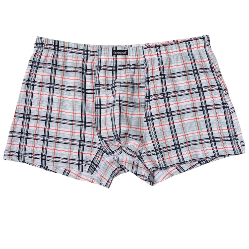 Облегающие мужские трусы-боксеры с принтом в клетку (Размер: M) (Цвет: белый с зеленым)