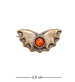 AM-3478 Брошь «Летучая Мышь» (латунь, янтарь)