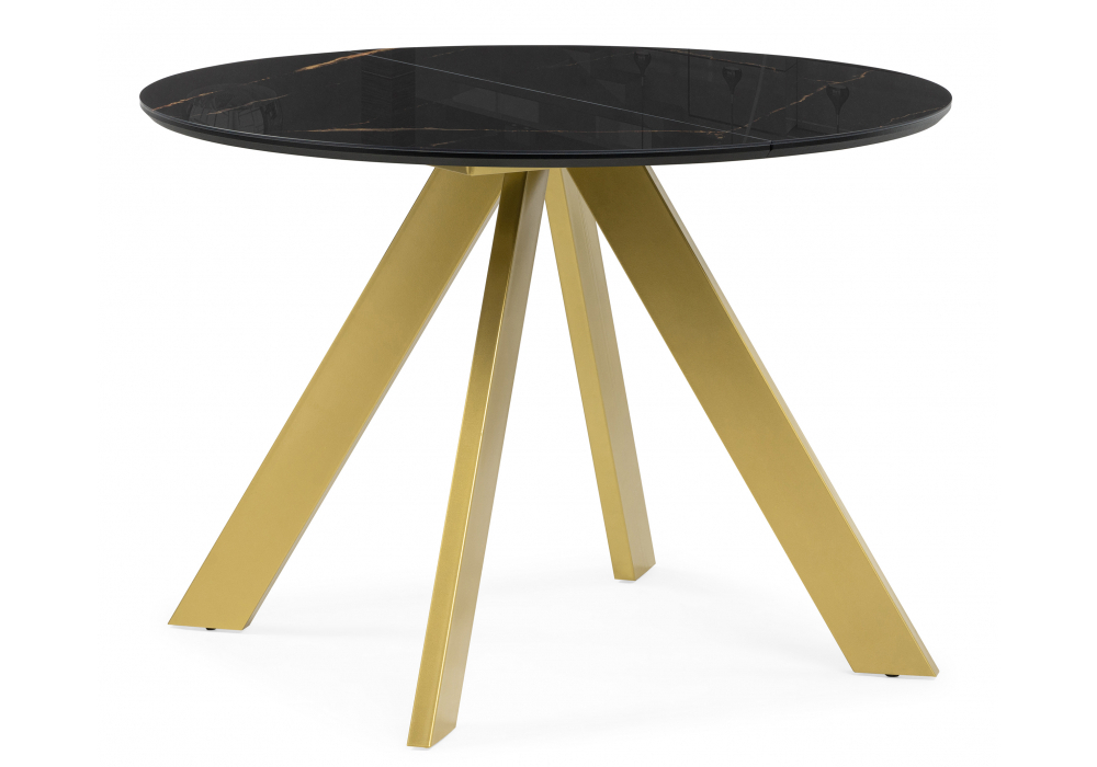 Стол стеклянный Woodville Галвестон 100х76 обсидиан, черный, золото