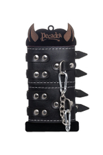 Черные кожаные наручники с двумя ремнями и красной подкладкой (Цвет: черный с красным)