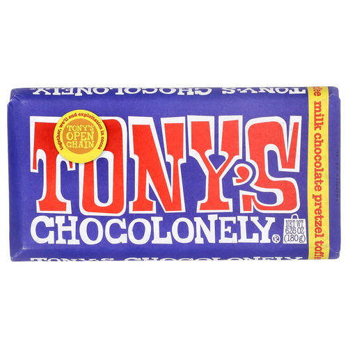 Tony's Chocolonely, молочный шоколад, с кренделем и ирисом, 180 г (6,35 унции)