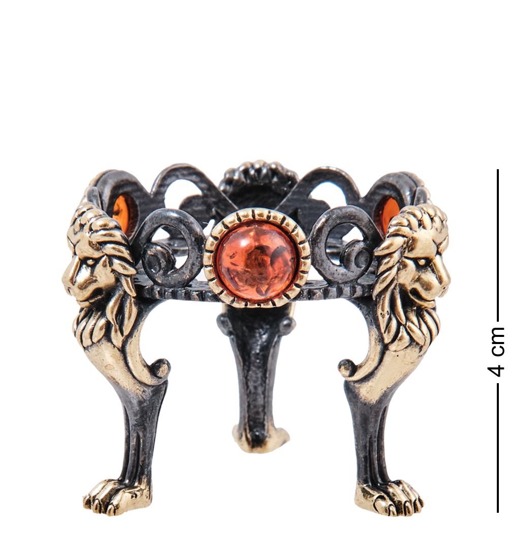 Народные промыслы AM-3995 Подсвечник «Львы» (латунь, янтарь)