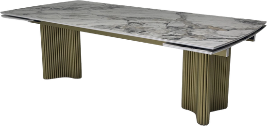 Стол АДАЖИО-2 240 (320) см ARCTIC OCEAN, керамика / Золотой каркас