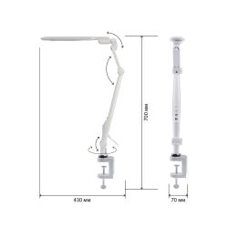 Настольный светильник ЭРА NLED-496-12W-W светодиодный на струбцине белый | Светодиодные настольные лампы