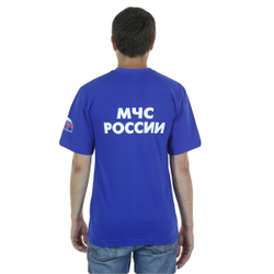 Футболка с логотипом МЧС 100% хлопок васильковая