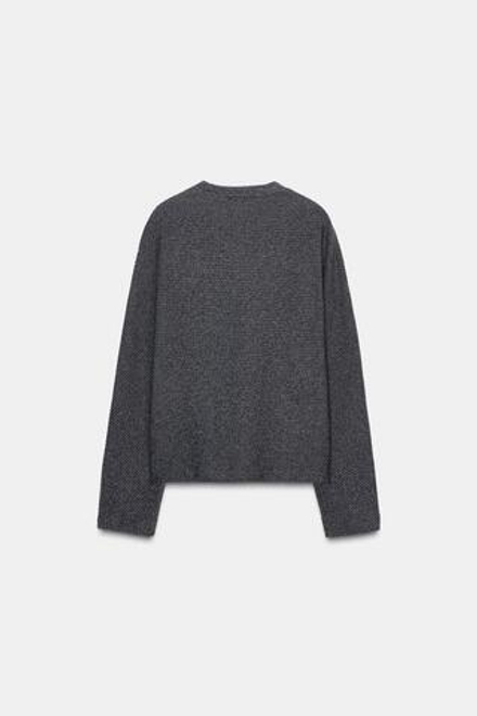 ZARA МЯГКАЯ ТОЛСТОВКА С ДЛИННЫМ РУКАВОМ, СЕРЫЙ МЕЛАНЖ