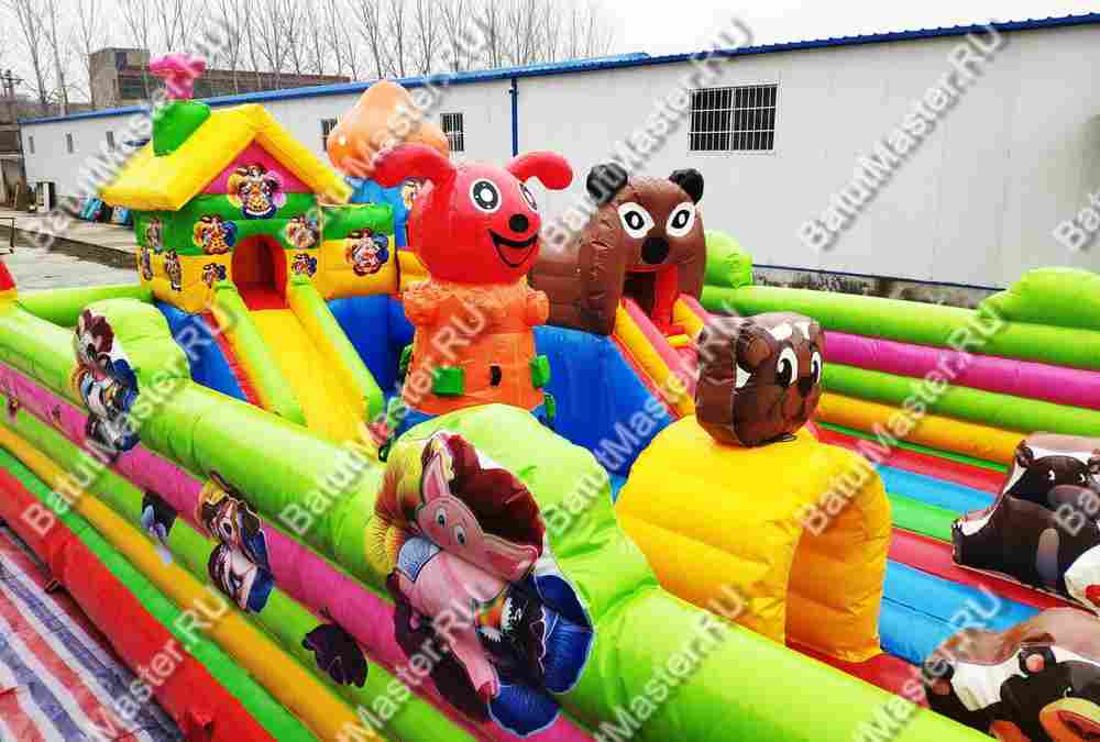 Коммерческий надувной батут "Маша и Миша", 10*6*2,8 м