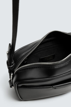 ZARA ГЛАДКАЯ СУМКА ЧЕРЕЗ ПЛЕЧО, ЧЕРНЫЙ