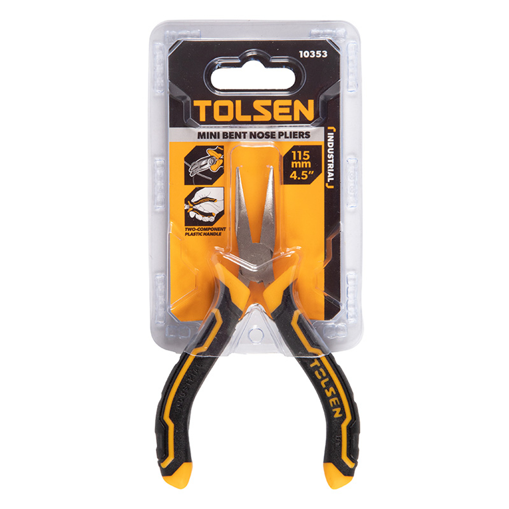 TOLSEN (TT10353) Плоскогубцы тонконосые "GRIPro", 115 мм, мини, загнутые