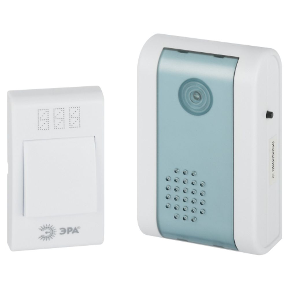 Звонок дверной ЭРА C31 беспроводной синий с белой кнопкой 32 мелодии | Электрозвонки беспроводные