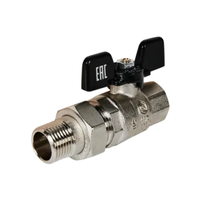 Кран шаровой полнопроходной STOUT - 1/2" (ВР/НР-американка PN40, Tmax 150°C, ручка-бабочка черная)