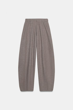 ZARA МЯГКИЕ ШИРОКИЕ БРЮКИ, КОРИЧНЕВЫЙ МЕЛАНЖ