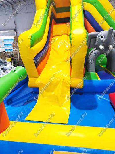 Надувной водный батут с бассейном «Туземец» размер 6,5*6*5 м