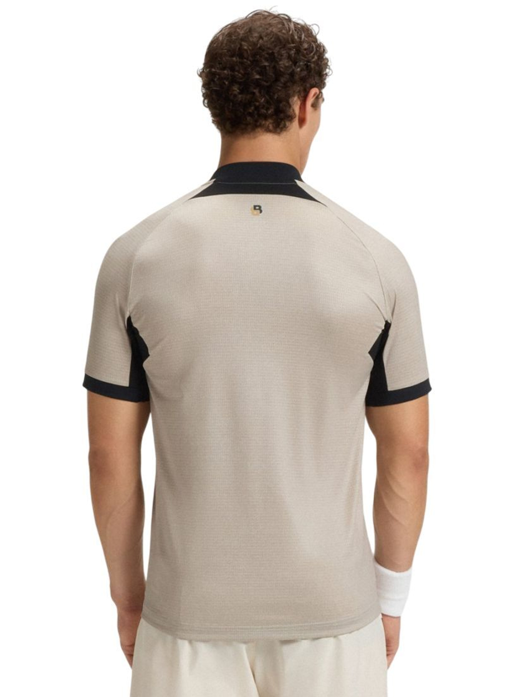 Мужская теннисная футболка BOSS MatchМяч TOC Zip-Neck Slim-Fit - light beige