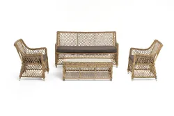 "Асти" лаунж-зона из искусственного ротанга на 4 персоны, цвет соломенный
