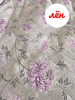 Простынь Сказка "Хризантемы на льне" 240х215 см , лён